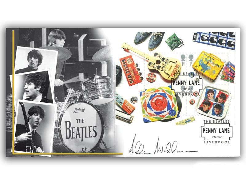 The Beatles Miniature Sheet Cover, signed Allan Williams