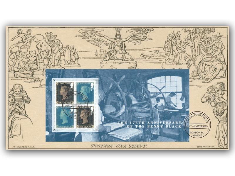 175th Anniversary Penny Post Miniature Sheet Cover, London postmark