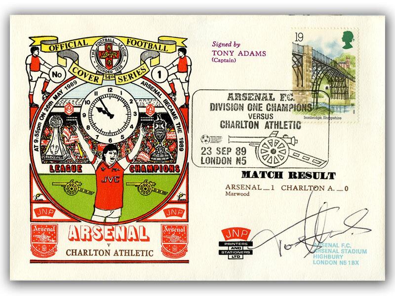 1989 Arsenal V Charlton, signed by Tony Adams