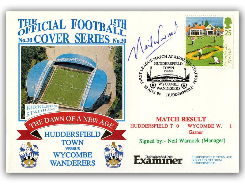 1994 Huddersfield V Wycombe, signed by Neil Warnock