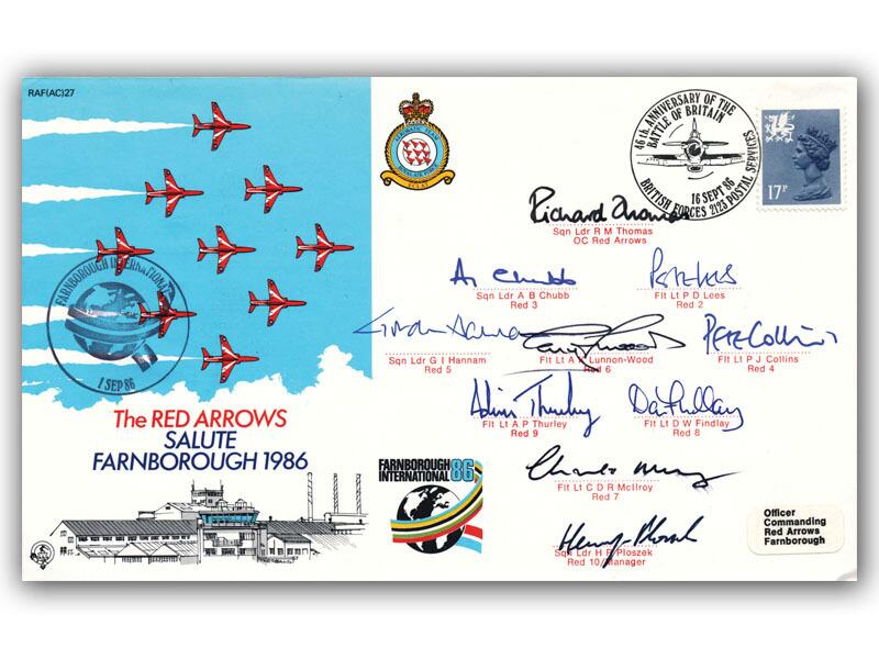 1986 Red Arrows team signed, Salute Farnborough cover