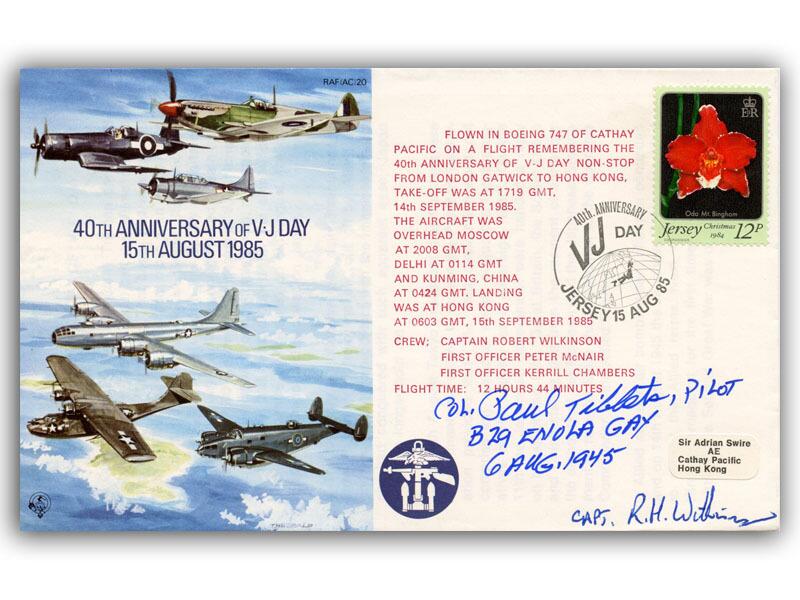 Paul Tibbets signed 1985 VJ-Day cover
