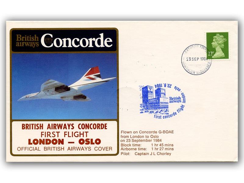 1984 BA Concorde London - Oslo flown cover