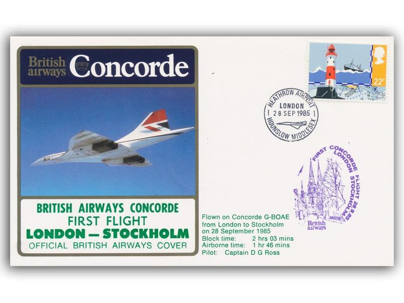 1985 BA Concorde London - Stockholm flown cover