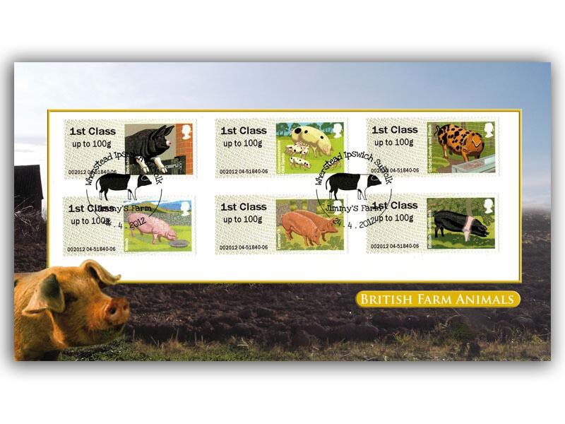 Post & Go British Farm Animals - Pigs Bureau Stamps Cover