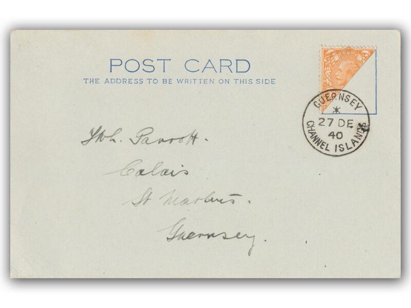1940 Guernsey Bisect, George V 1924 2d Stamp