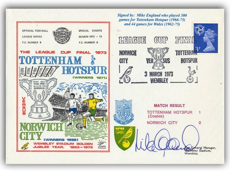 1973 Tottenham V Norwich, signed by Mike England