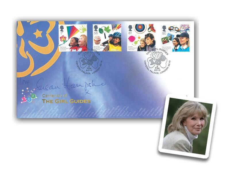 Girl Guides Centenary Stamps from Miniature Sheet Signed by Susan Hampshire
