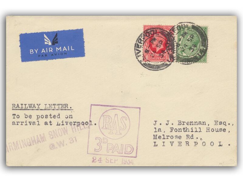 1934 1d Scarlet, Railway Air Services