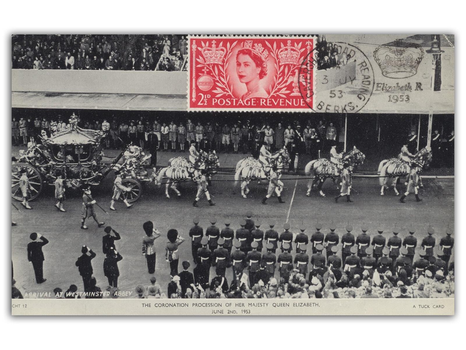 1953 Coronation 2 1/2d, Tucks Postcard