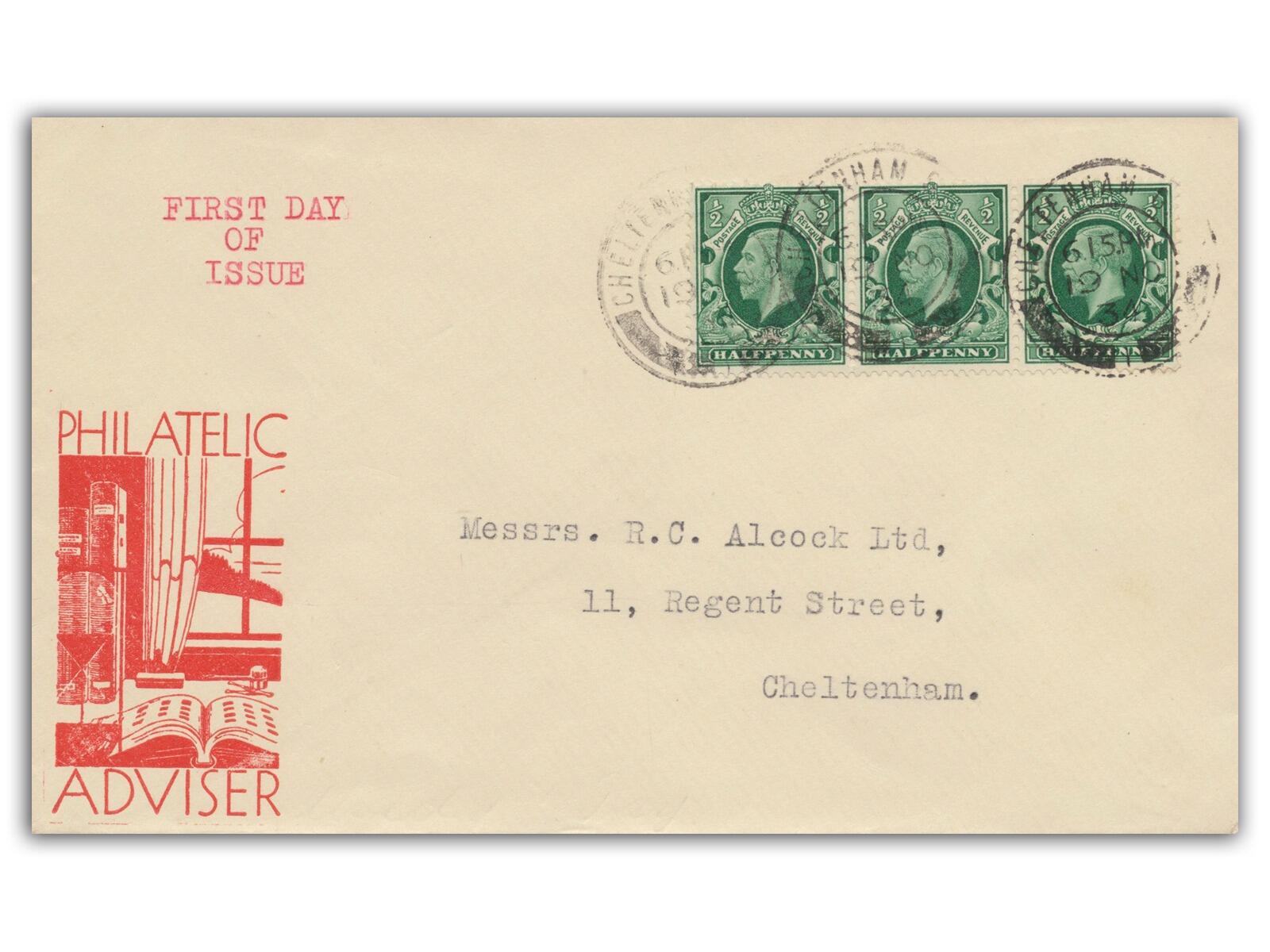 1934 1/2d Green, Philatelic Adviser Cover
