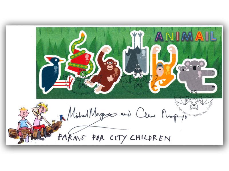 2016 Animail Miniature Sheet, signed by Michael and Clare Morpurgo