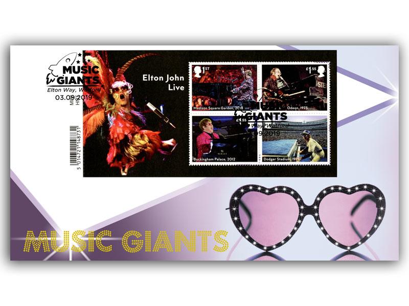 Music Giants - Elton John Barcode Miniature Sheet Cover