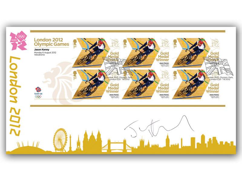 Jason Kenny Wins Gold Miniature Sheet Cover Signed Kenny
