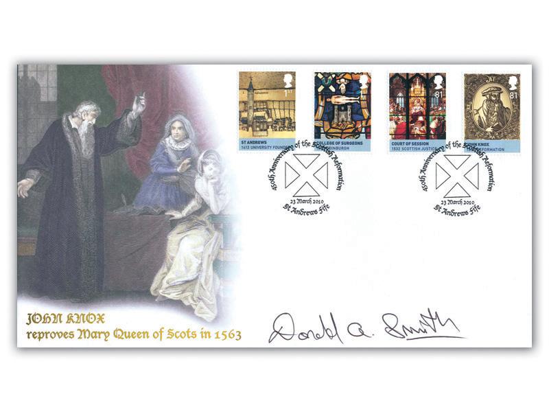 House of Stewart - John Knox Stamps from Miniature Sheet Signed Dr Donald Smith