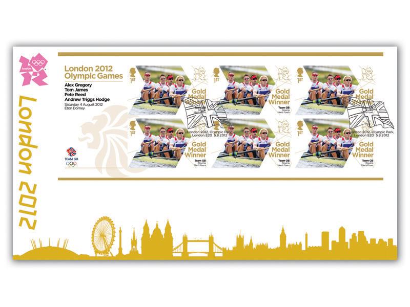 Rowing: Men's Four Win Gold Miniature Sheet Cover