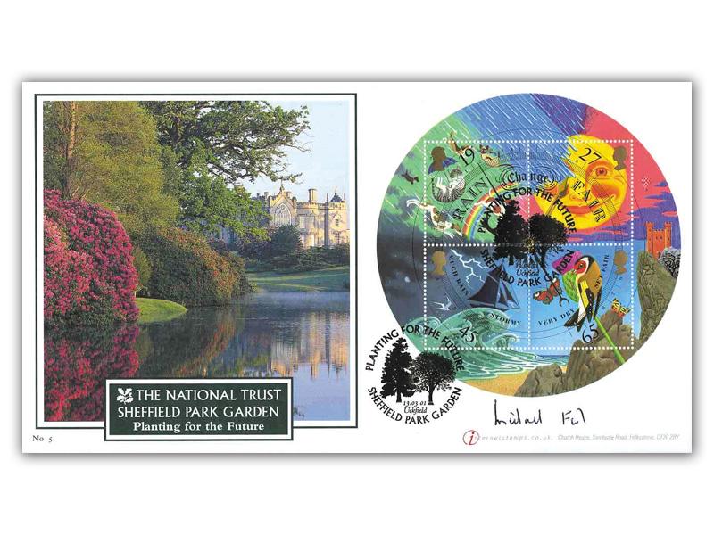 The Weather - Sheffield Park Garden Miniature Sheet Cover, signed by Michael Fish