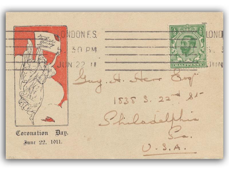 1911 Coronation, Junior Society, sent to Philadelphia