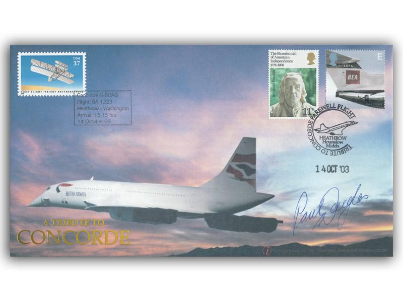 2003 Farewell Concorde, Tribute Flight Heathrow – Washington, signed Paul Douglas