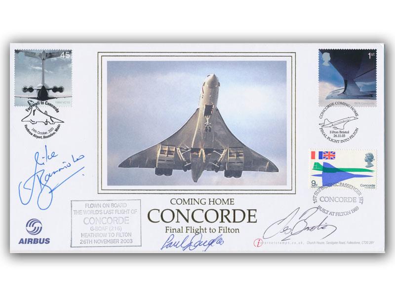 2003 Final Flight to Filton, Flown Cover, Signed Mike Bannister, Paul Douglas & Les Brodie