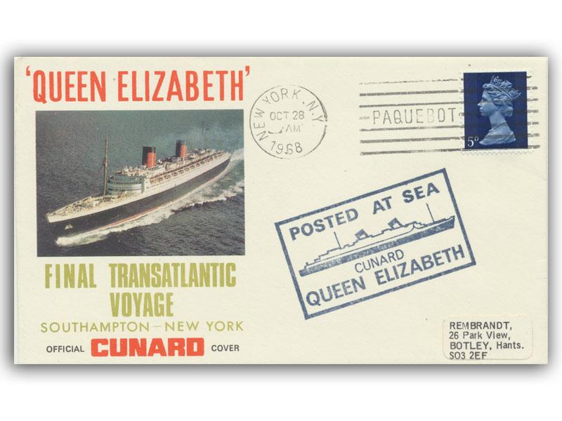 1968 RMS Queen Elizabeth Final Transatlantic Voyage, New York Postmark