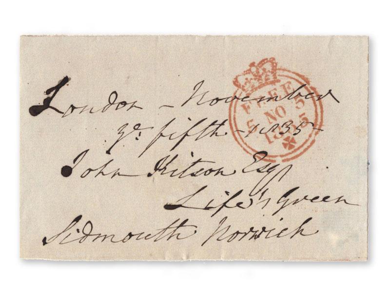 Henry Addington signed 1835 envelope