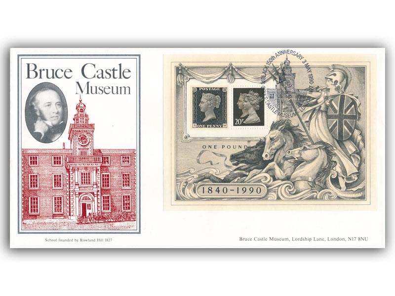 1990 Penny Black miniature sheet, Bruce Castle Museum official