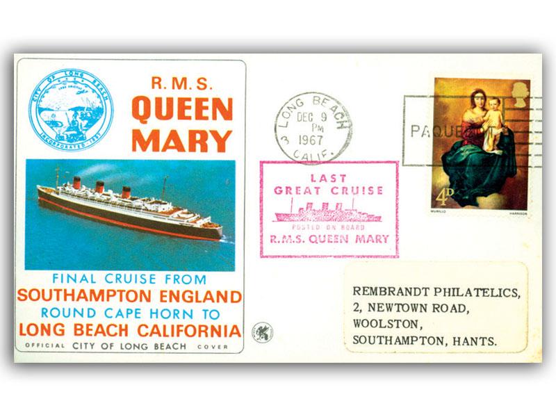 1967 RMS Queen Mary Final Cruise, Long Beach Postmark