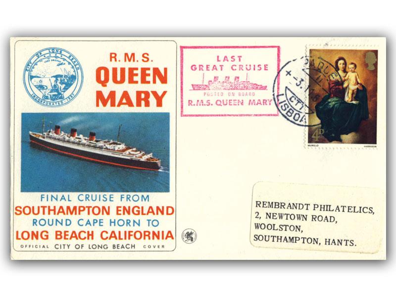 1967 RMS Queen Mary Final Cruise, Lisbon Postmark