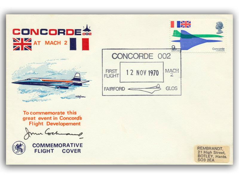 John Cochrane signed 1970 Mach 2 First Flight cover
