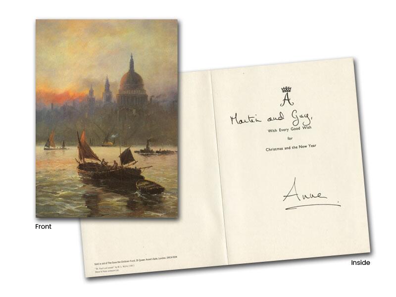 Princess Anne signed Christmas Card painting