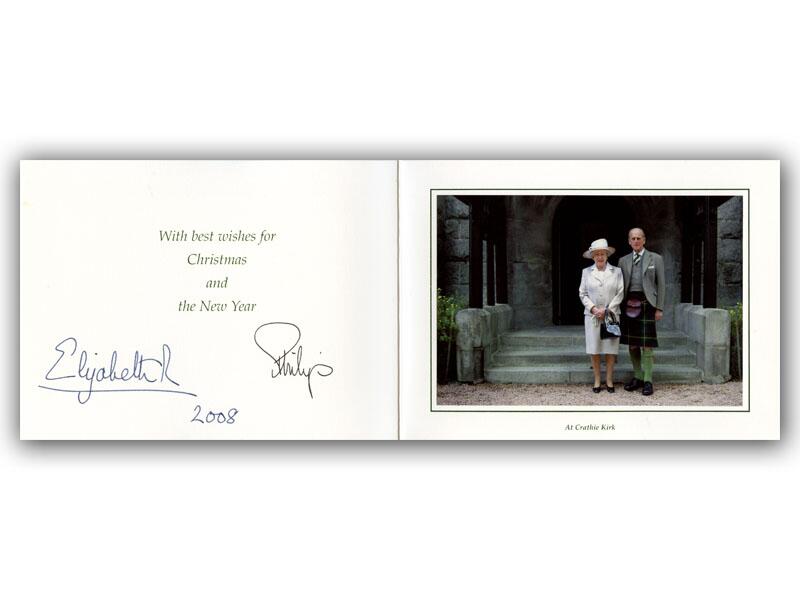 Queen Elizabeth II & Prince Philip signed 2008 Christmas card