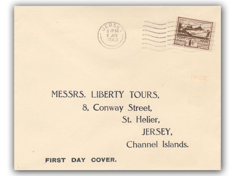 1943 1 1/2d Jersey Views, plain cover