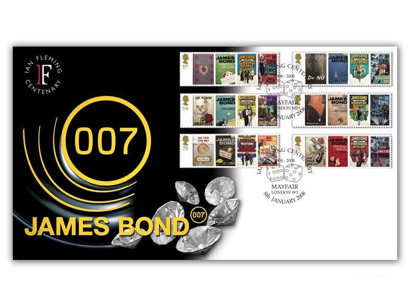 James Bond Ian Fleming Centenary Diamonds Stamps Cover