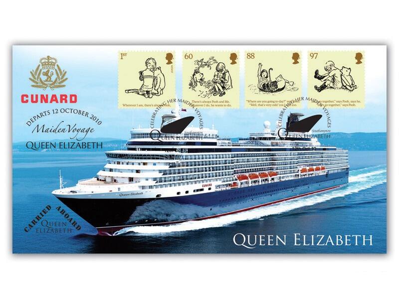 Children's Books, stamps from the miniature sheet, Queen Elizabeth Maiden Voyage Cover
