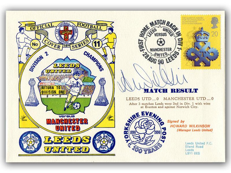 1990 Leeds V Man Utd, signed by Howard Wilkinson