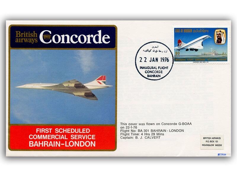 1976 BA Concorde Bahrain - London flown cover