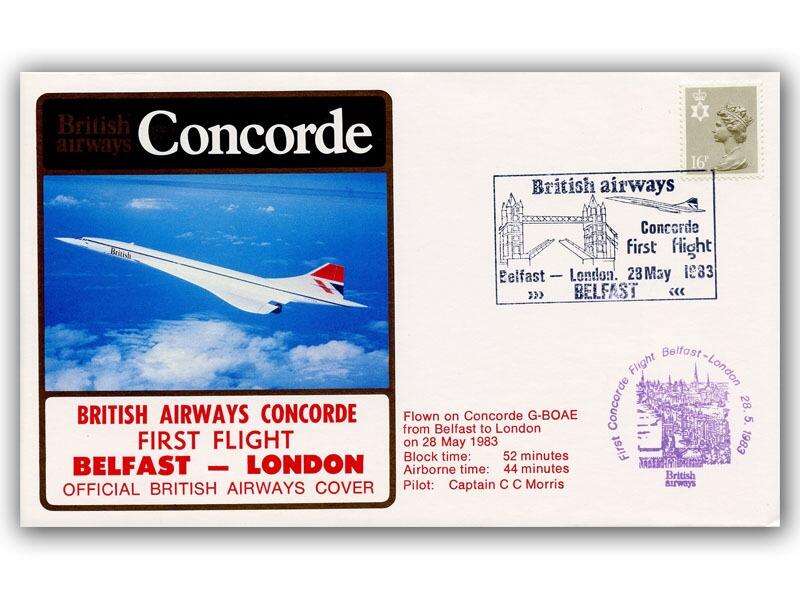 1983 BA Concorde Belfast - London flown cover