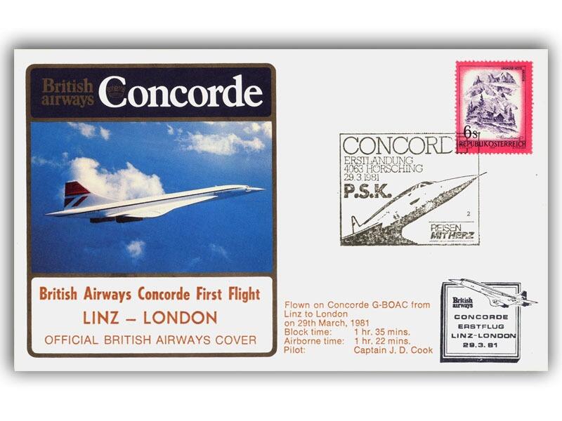 1981 BA Concorde Linz - London flown cover