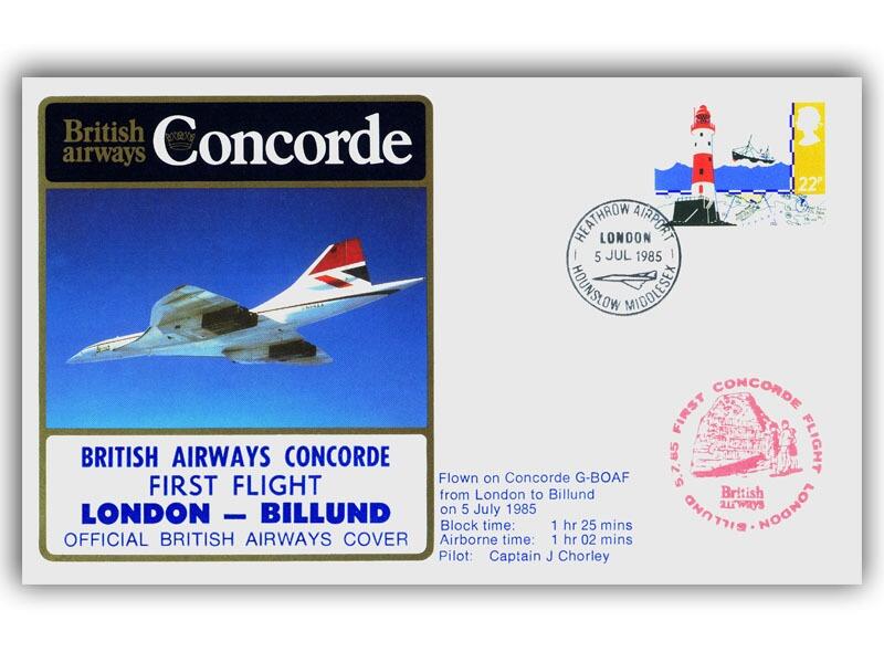 1985 BA Concorde London - Billund flown cover