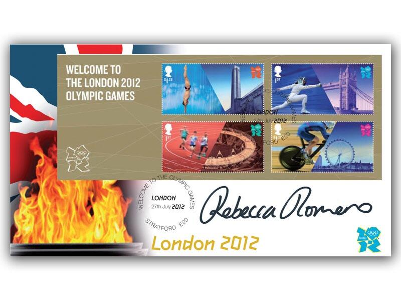 London 2012 Olympics Miniature Sheet, signed Rebecca Romero