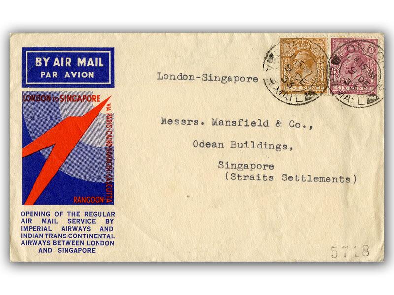 1933 Imperial Airways London - Singapore