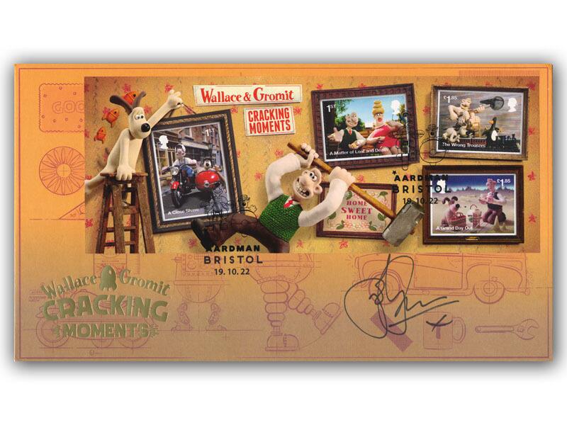 Wallace and Gromit miiature sheet, signed John Thomson 'Curse of the Were Rabbit'