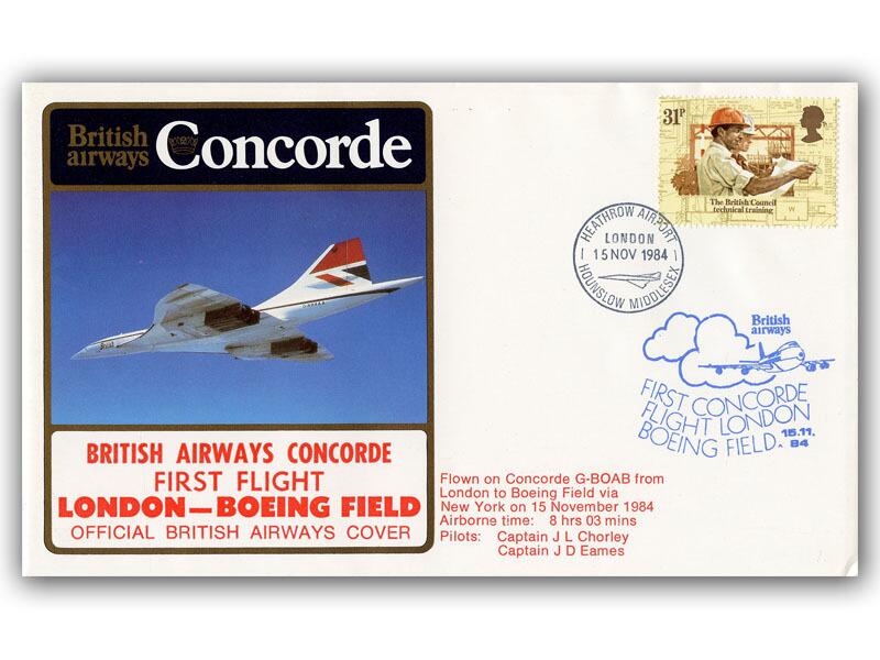 1984 BA Concorde London - Boeing Field flown cover