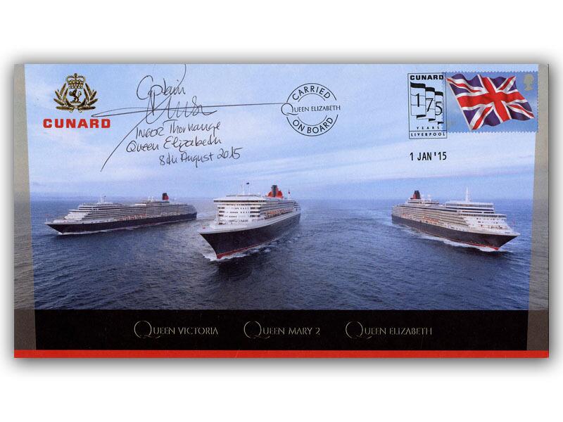 Cunard 175th Anniversary, signed Captain Inger Olsen