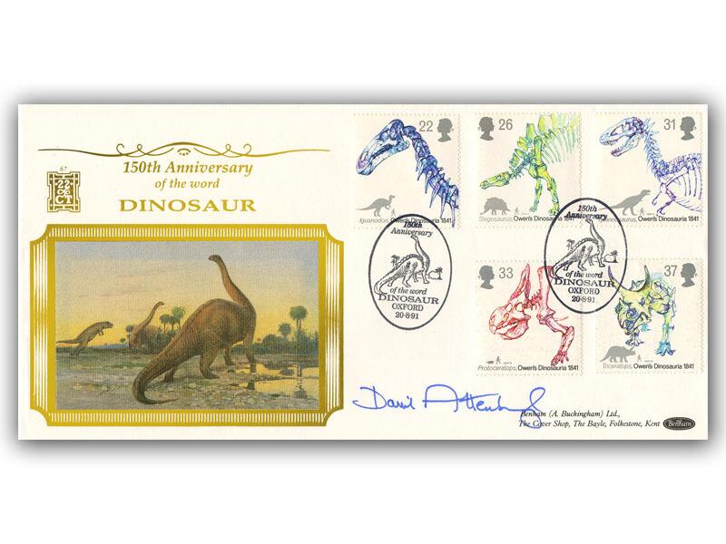 David Attenborough signed 1991 Dinosaurs cover