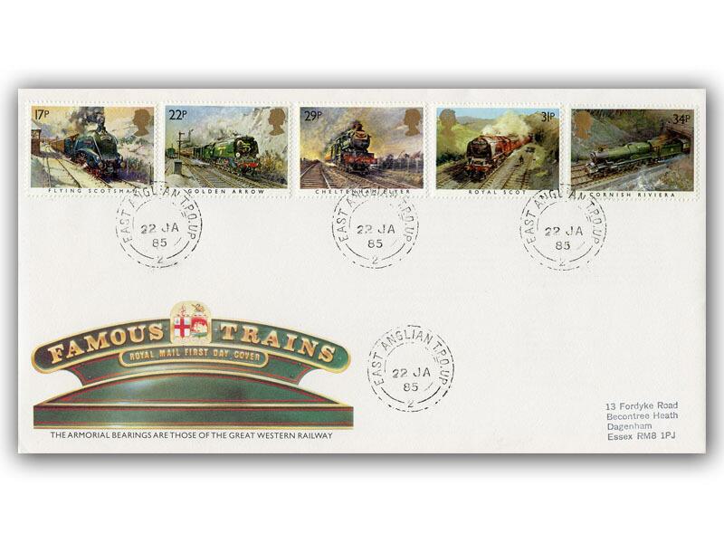 1985 Trains, East Anglian TPO Up, Royal Mail First Day Cover