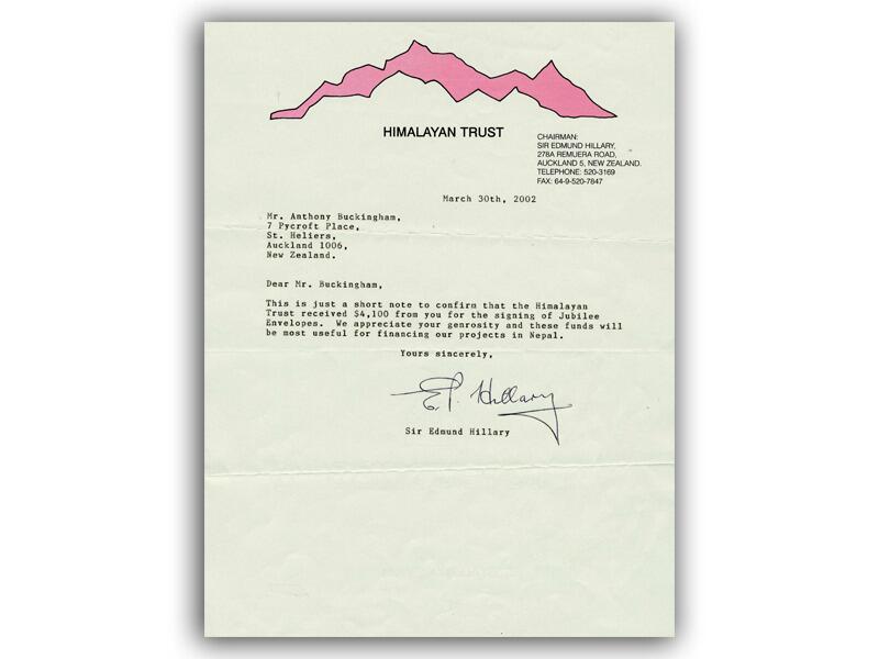 Sir Edmund Hillary signed, typed letter