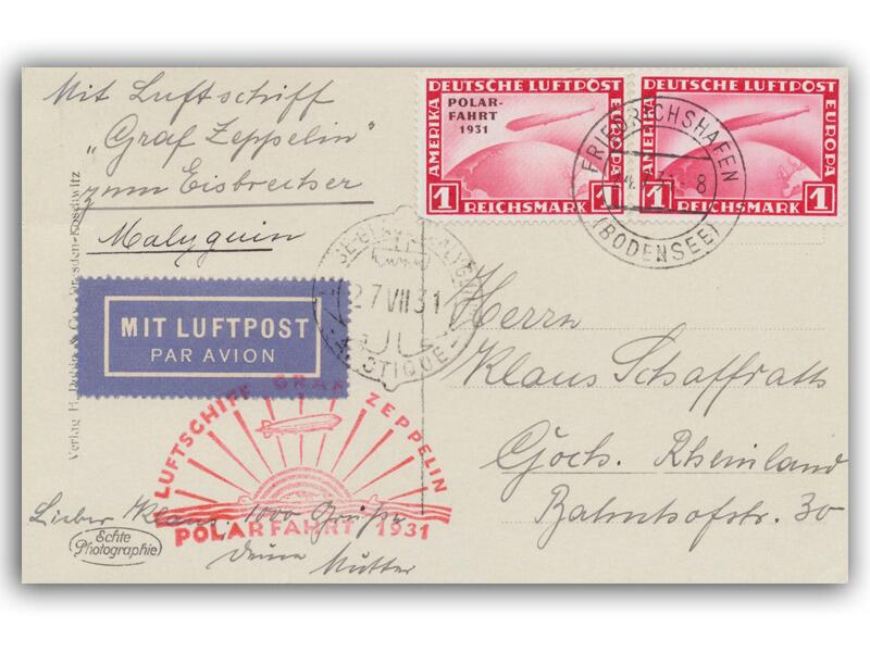 1931 Graf Zeppelin Polar Flight Postcard