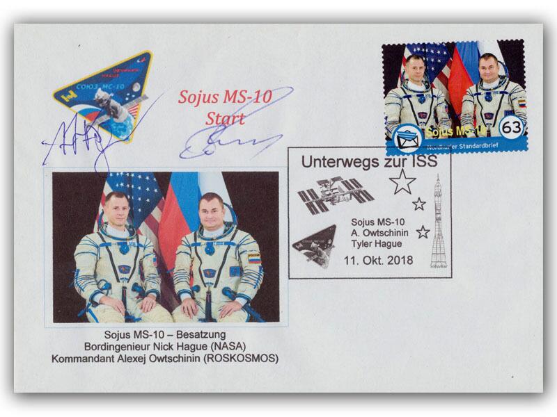 Aleksey Ovchinin & Nick Hague signed, Russian 2018 Soyuz MS-10 Launch